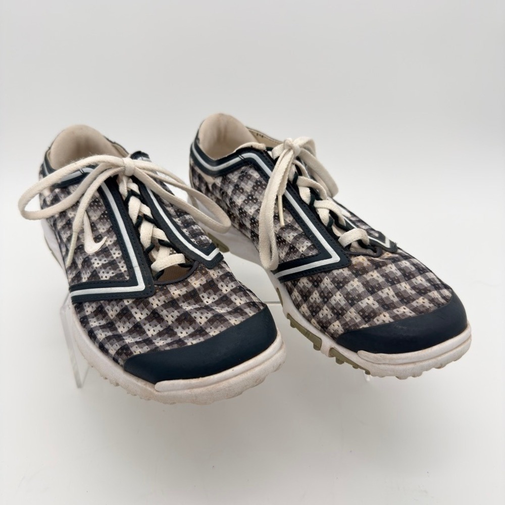 Nike Power Channel Golf Shoes Women's 6.5 Gray Plaid Spikeless Lace Up 379204